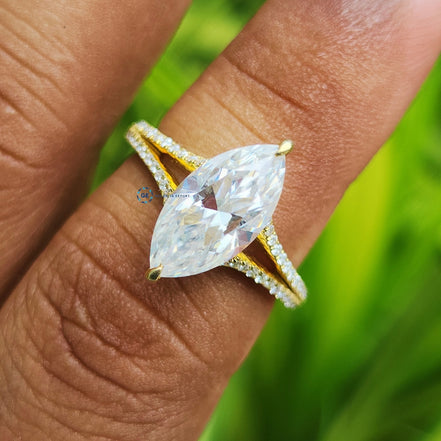 Yellow Gold Marquise Cut Wedding Ring For Women