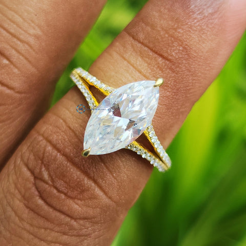 Yellow Gold Marquise Cut Wedding Ring For Women