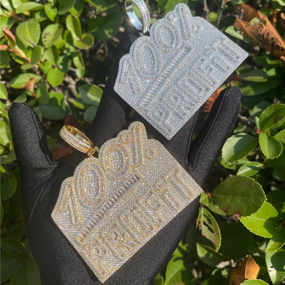 Name Plate Style Moissanite Diamond Iced Out Pedant