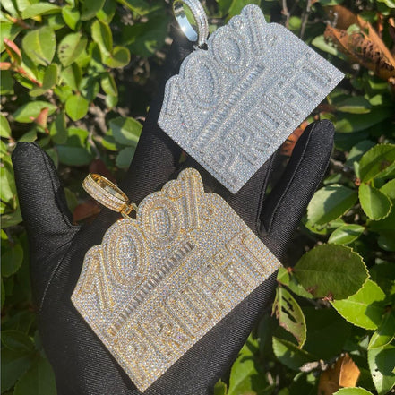 Name Plate Style Moissanite Diamond Iced Out Pedant