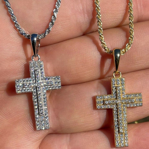 Moissanite Miami Iced Hip Hip Cross Pendant
