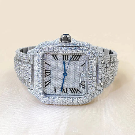 Iced Out Handmade Full White Moissanite Watch