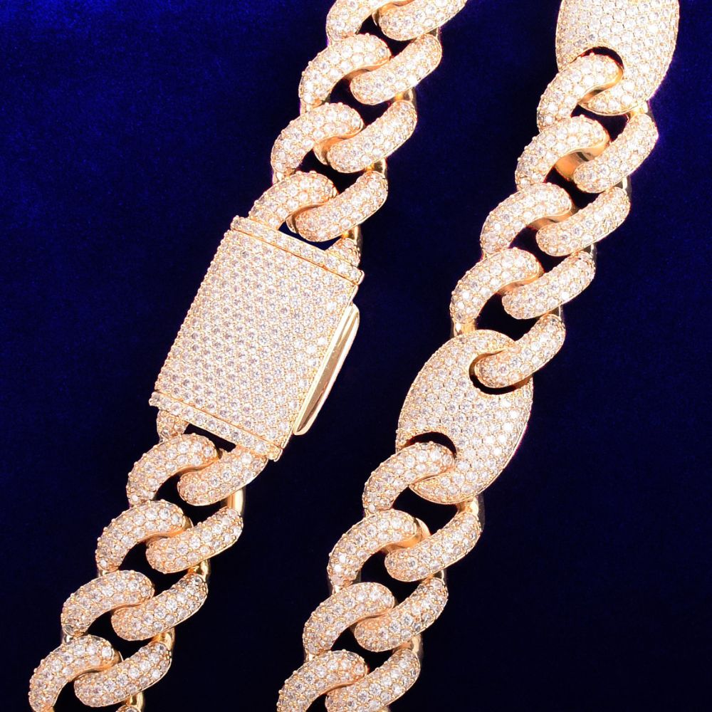 Miami Cuban Bean Link Iced Out Moissanite Chain