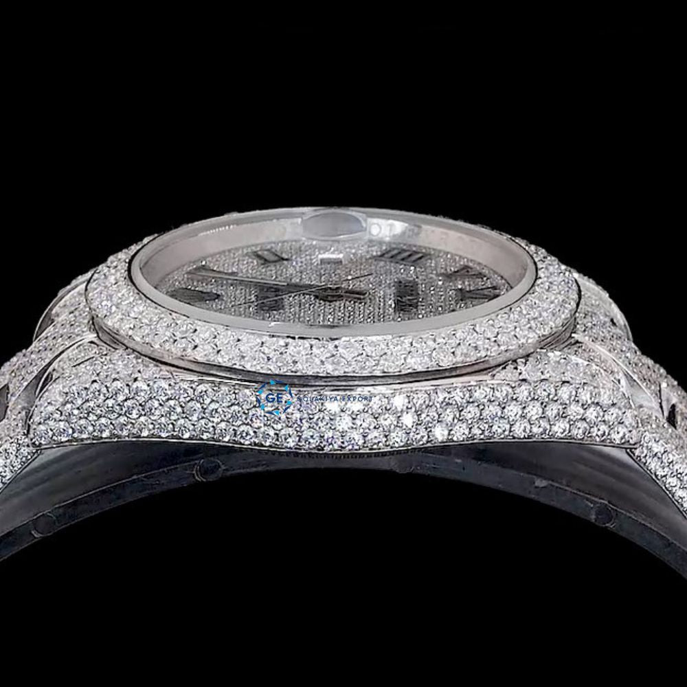 Full Iced Out Moissanite Date Just Stylish Wrist Watch For Men's