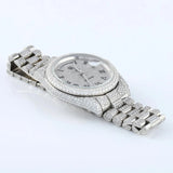 Bust Down Full White Day Date Moissanite Iced Out Watch