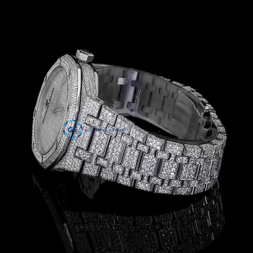 Fabulous Automatic Moissanite Round & Baguette Cut Luxury Watch