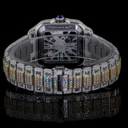 Fabulous Moissanite Skeleton Dual Tone Watch For Men's