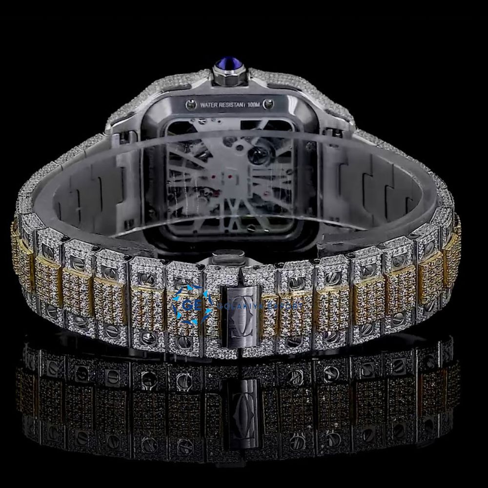 Fabulous Moissanite Skeleton Dual Tone Watch For Men's