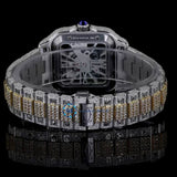 Fabulous Moissanite Skeleton Dual Tone Watch For Men's