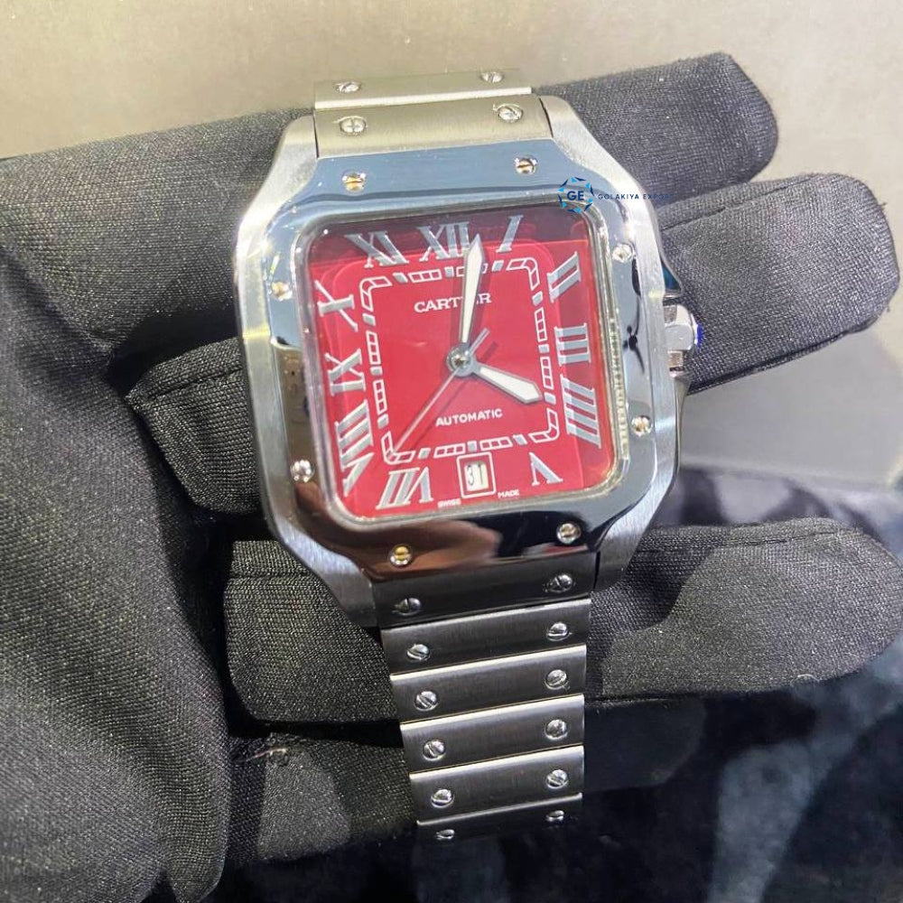 Roman Numeric Red Dial Luxury Men's Wrist Watch