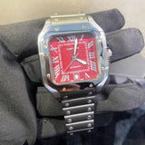 Roman Numeric Red Dial Luxury Men's Wrist Watch