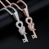 Flooded Ice Wise Owl Key Bling Moissanite Pendant