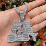 Baguette Cut Moissanite Diamond Silver Necklace