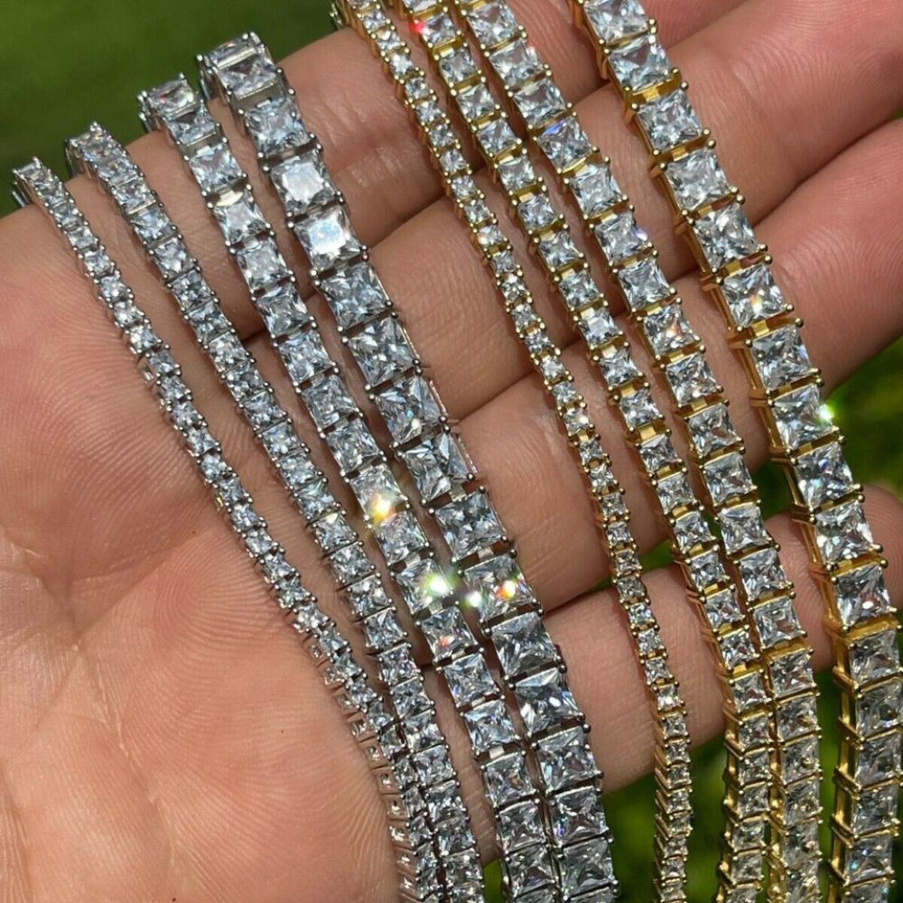 Princess Square Moissanite Tennis Bracelet For Men's