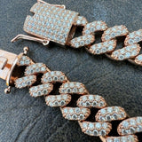 Rose Gold Plated Moissanite Cuban Link Bracelet