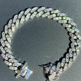 D Color Moissanite Iced Out Cuban Link Bracelet
