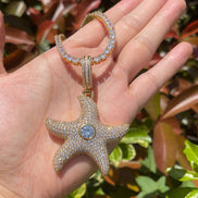 Mossanite Center Stone Superstar Starfish Flooded Ice Streetwear Pendant