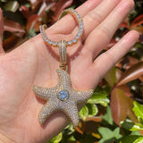 VVS1 Mossanite Center Stone Superstar Starfish Flooded Ice Streetwear Pendant