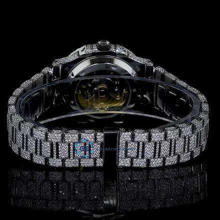 Stylish Full Body Moissanite Bust Down Automatic Watch