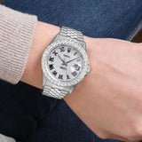 Men's Datejust Roman Numeral Moissanite Wrist Watch