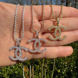 Double C Fashionista Iced Out Moissanite Diamond Pendant