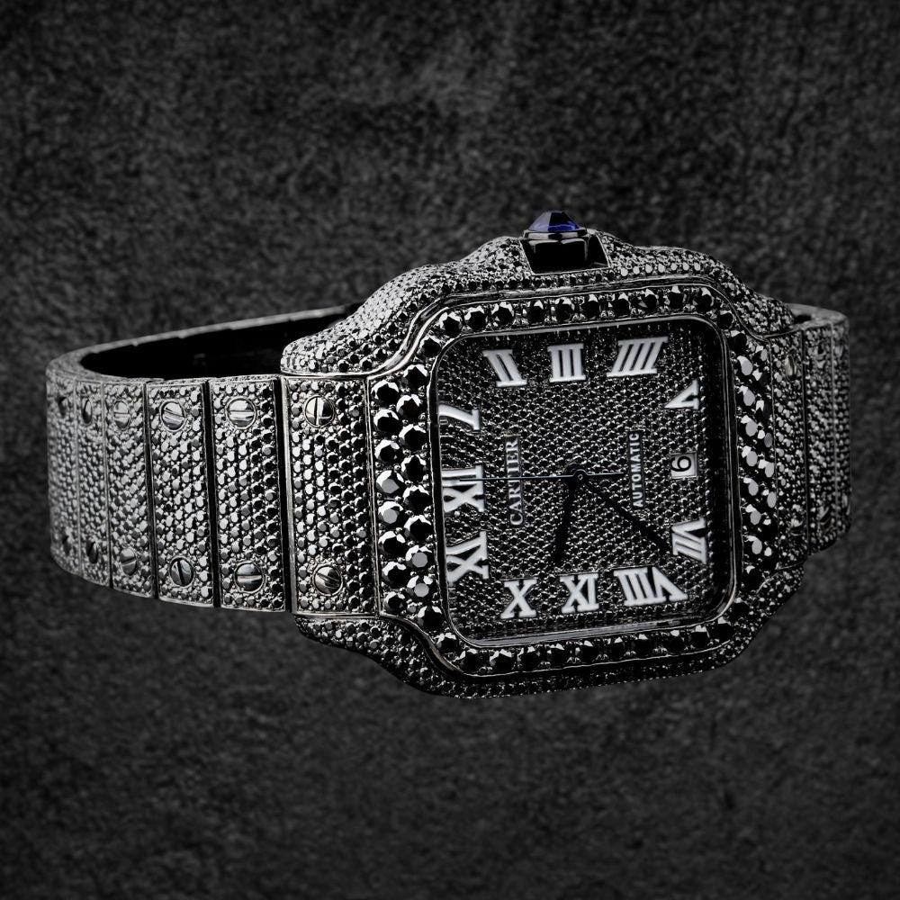 Iced Out Black Moissanite Diamond Hip Hop Watch