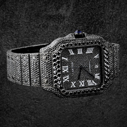Iced Out Black Moissanite Diamond Hip Hop Watch