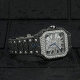 Black Moissanite Skeleton Hip Hop Wrist Watch