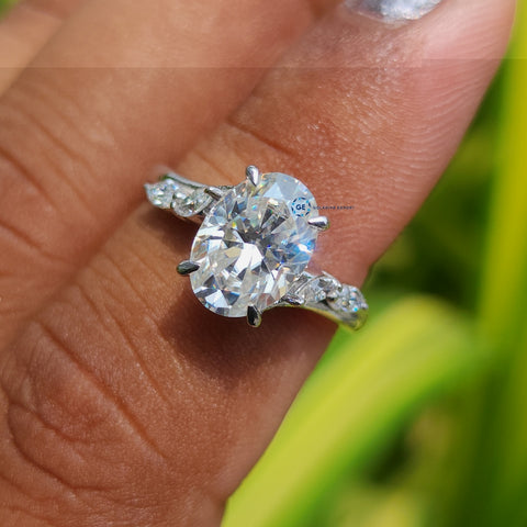 Oval Cut White Gold lab Grow Diamond Engagement Ring