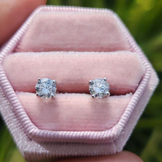 Round Cut Lab Grown Diamond Solitaire Stud Earrings