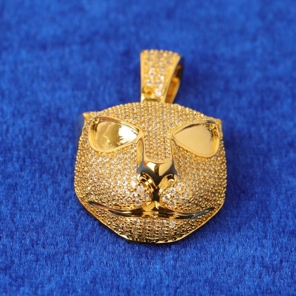 Animal Leopard Head Iced Out Moissanite Pendant