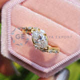 Marquise Cut Side Stone Lab Grown Unique Rings