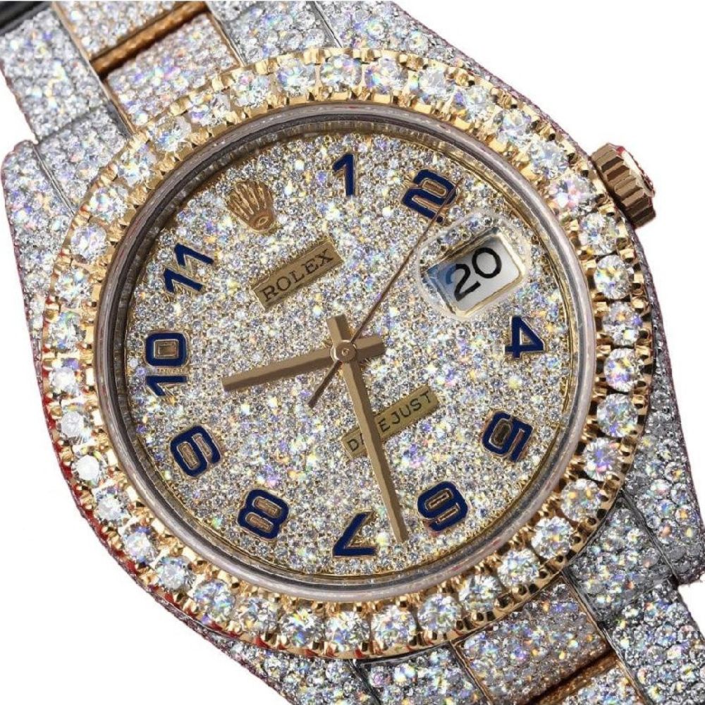 Handmade Iced Out Dual Tone Moissanite Luxury Watch