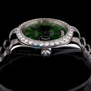 Day Date Moissanite Green Dial Wrist Watch For Men's