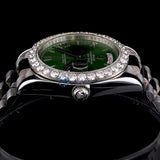 Day Date Moissanite Green Dial Wrist Watch For Men's