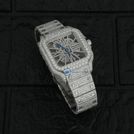 D Color Moissanite Bust Down Skeleton Watch For Men's