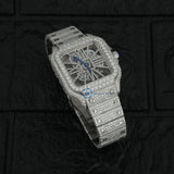 D Color Moissanite Bust Down Skeleton Watch For Men's
