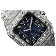 D Color Moissanite Blue Color Dial Luxury Iced Out Watch For Men's
