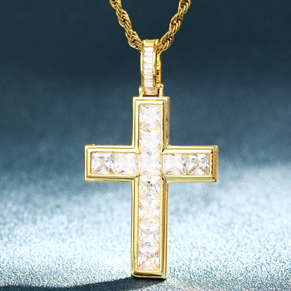 Princess Cut Moissanite Criss Cross Men's Hip Hop Pendant