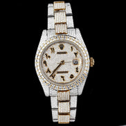 Dual Tone Arabic Numeric Moissanite Luxury Classy Men's Watch