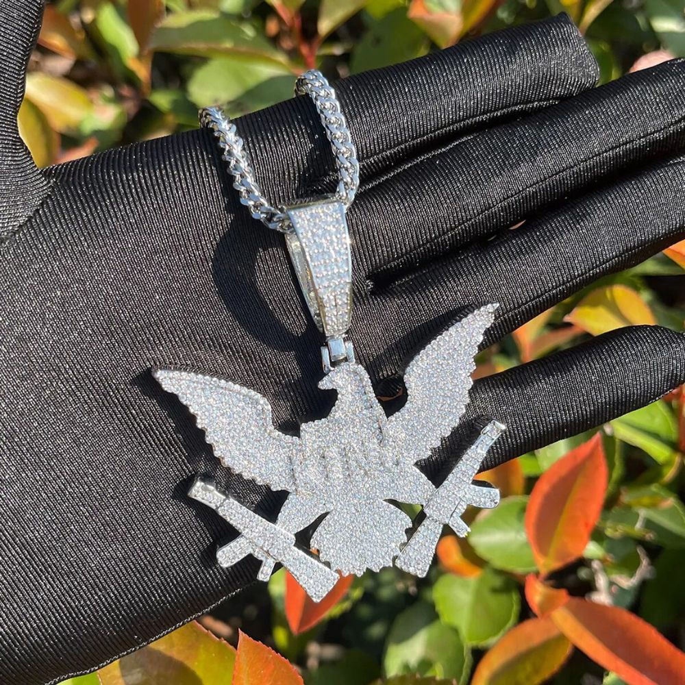 Men's Iced Out Eagle Gang Pendant Moissanite Pendant
