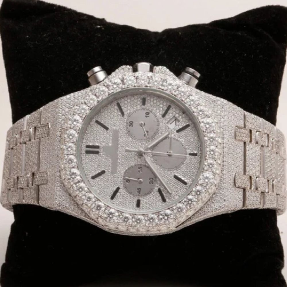 Fully Iced Moissanite Chrono Dial Watch For Men's