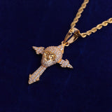 Moissanite Diamond Skull Cross Blinged Out  Necklace