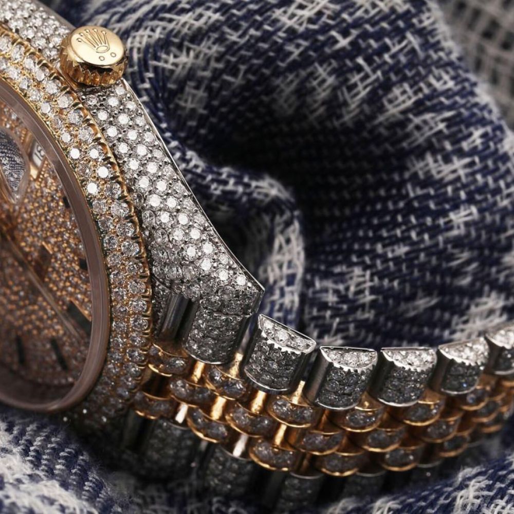 Handcrafted Dual Tone Automatic Moissanite Watch