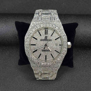 Black Stick Iced Out Moissanite Timeless Wrist Watch