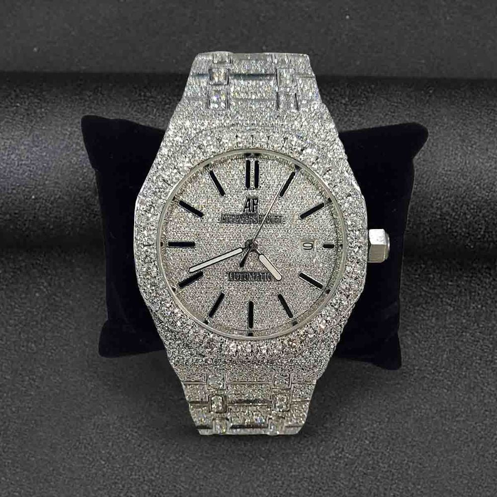 Black Stick Iced Out Moissanite Timeless Wrist Watch