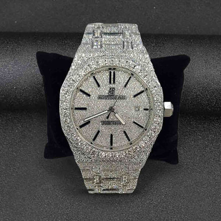 Black Stick Iced Out Moissanite Timeless Wrist Watch