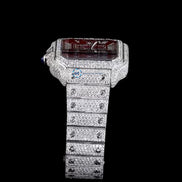 Maroon Roman Dial Automatic Moissanite Wrist Watch