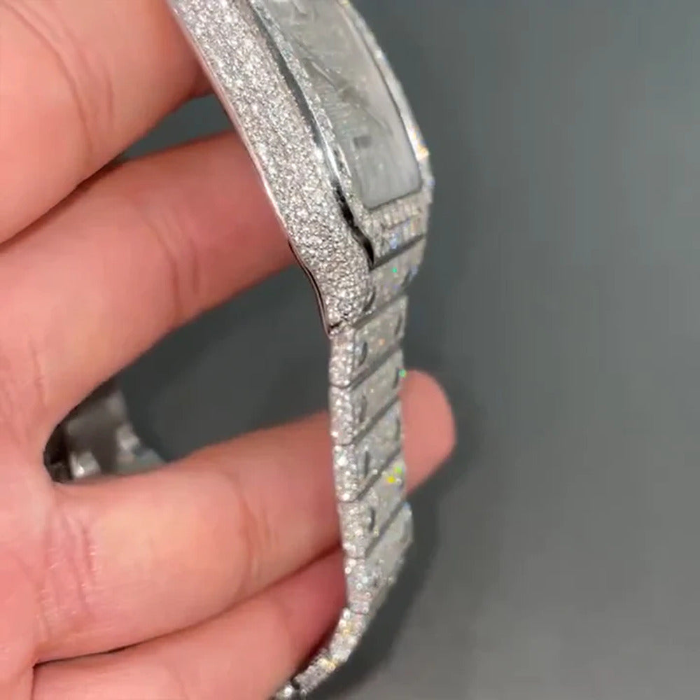 Fully Iced Out Moissnaite Diamond Roman Dial Watch