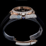 Date Just Black Rubber Belt Moissanite Diamond Wrist Watch